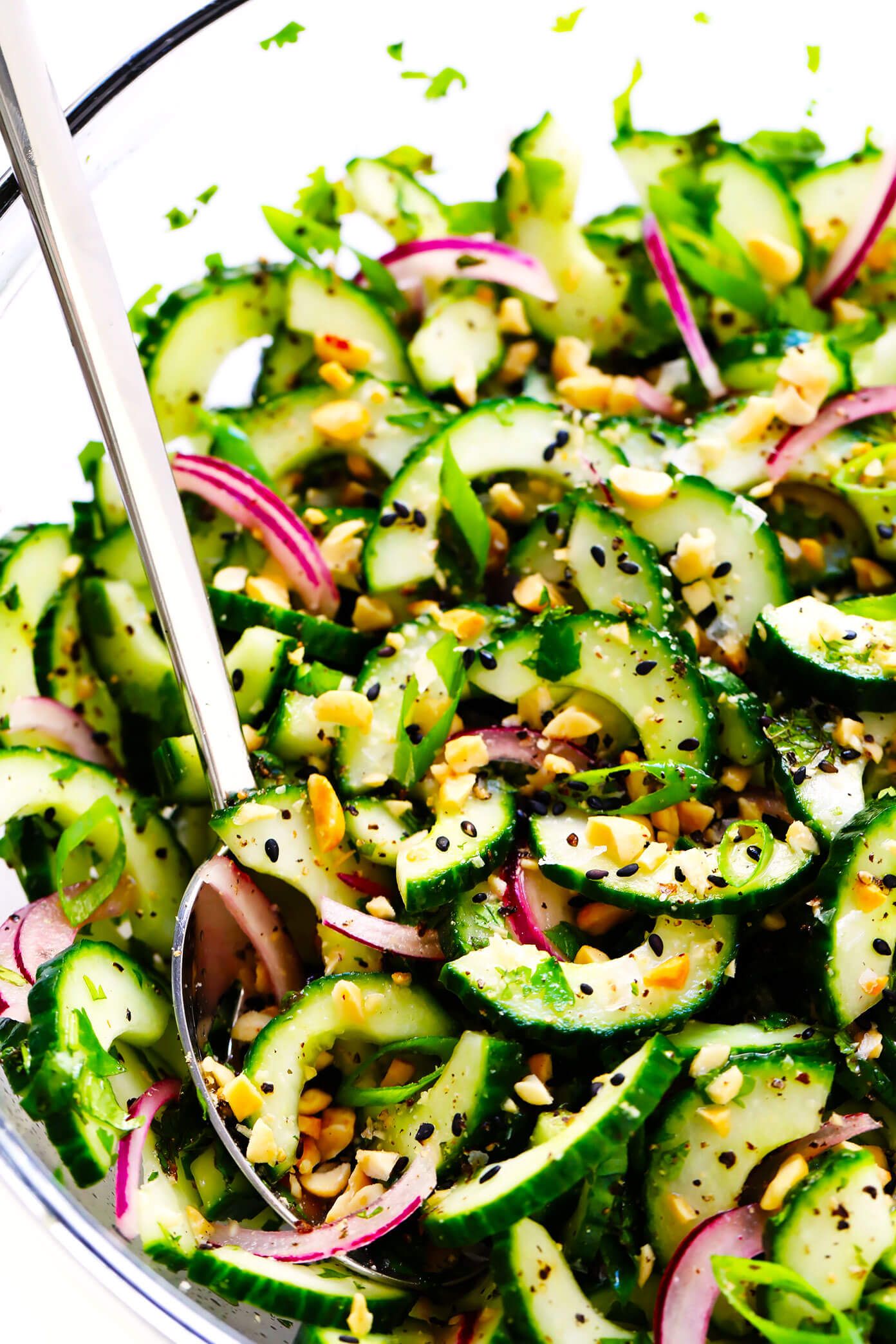 slals in a bowl- cucumber-peanut salad